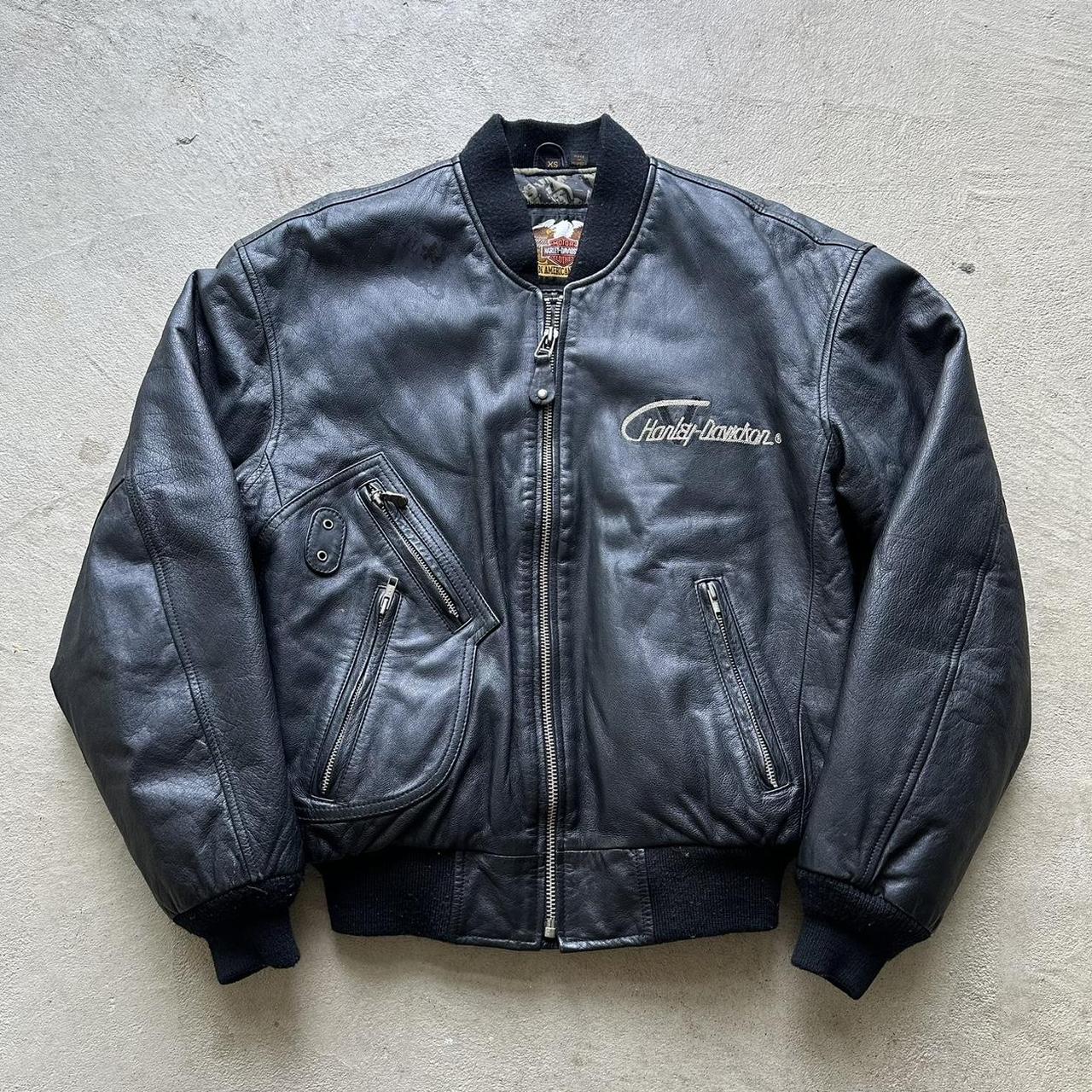 Vintage Harley Davidson Leather Bomber Jacket - XS