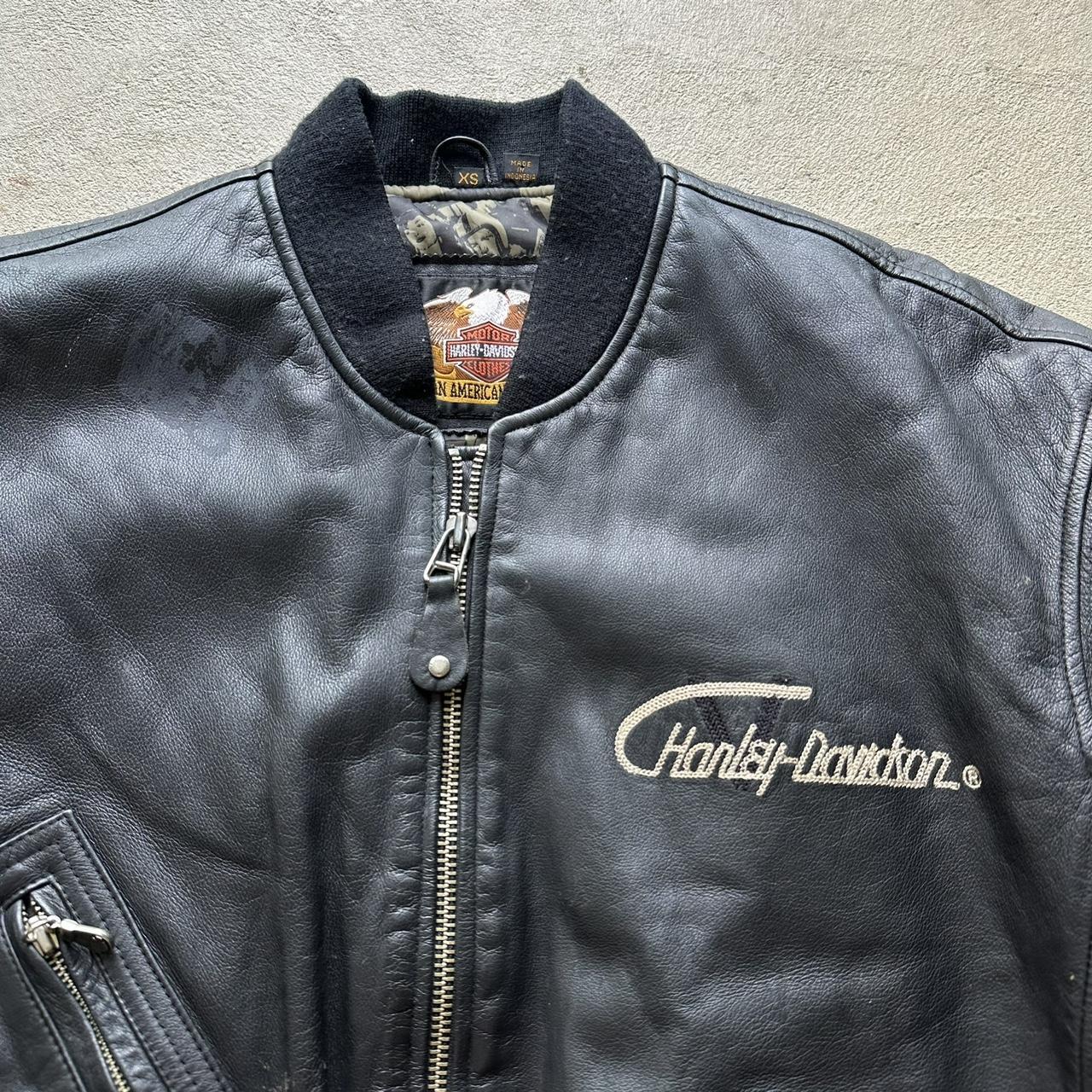 Vintage Harley Davidson Leather Bomber Jacket - XS