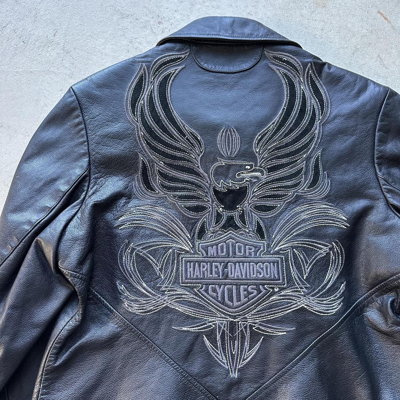 Vintage Harley Davidson Black Leather Motorcycle Jacket - L