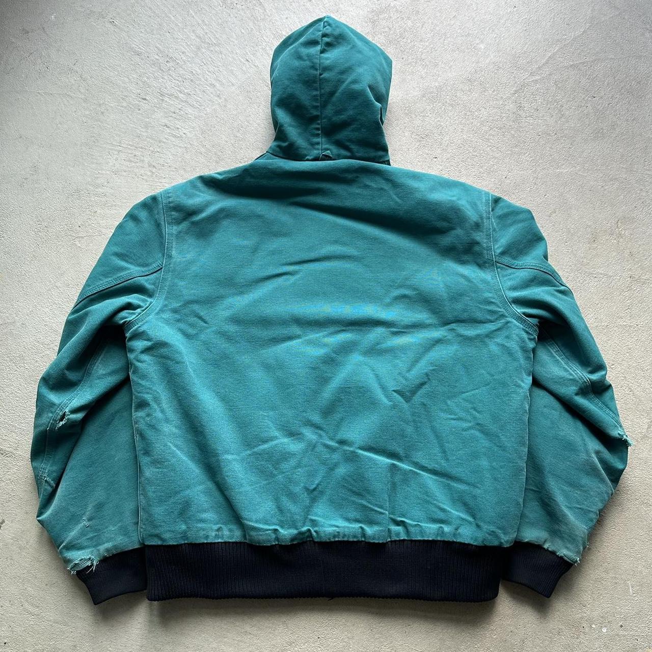 Rare Vintage Carhartt Aqua Blue Hooded Jacket - L