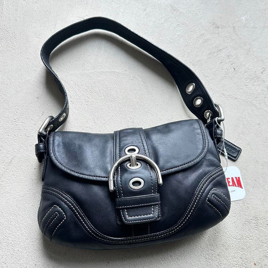 Vintage Y2K Coach Black Mini Soho Leather Shoulder Bag