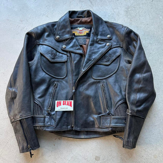 Vintage Harley Davidson Leather Motorcycle Jacket - S