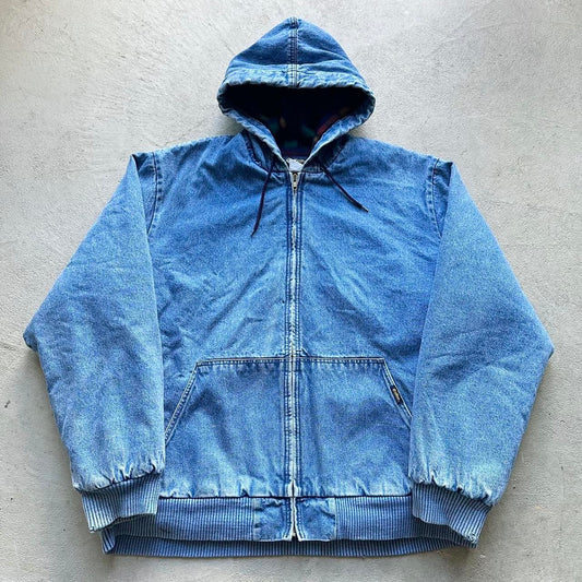 Vintage Carhartt Style Denim Hooded Jacket - XL