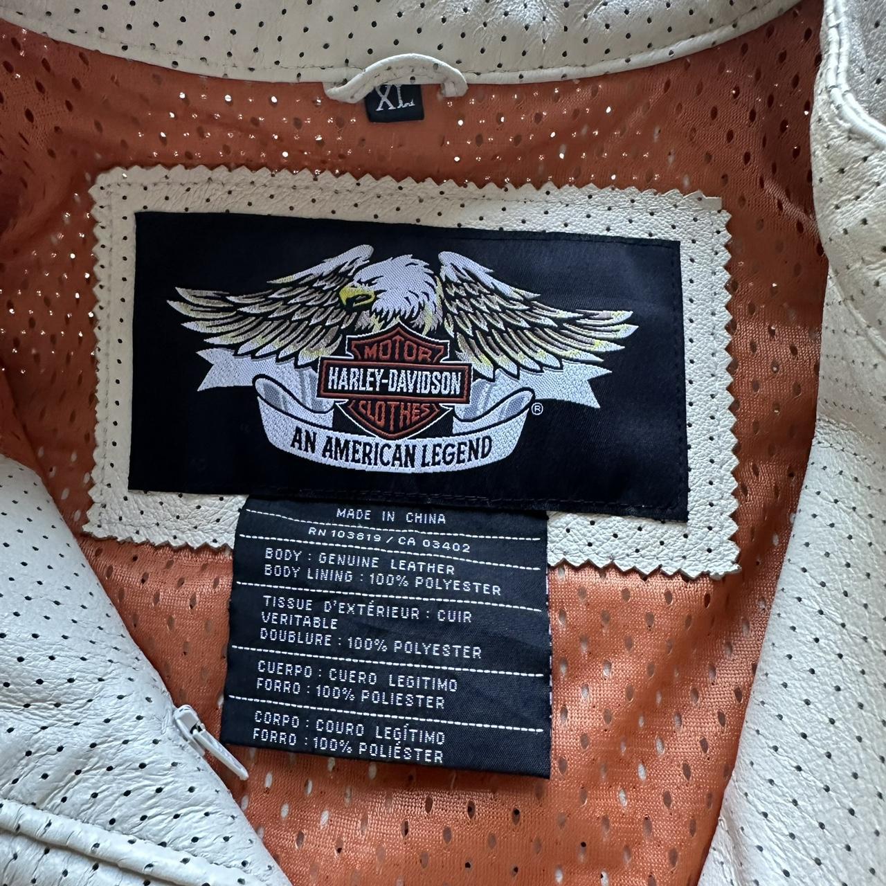 Vintage Y2K Harley Davidson Orange Leather Motorcycle Jacket - XL