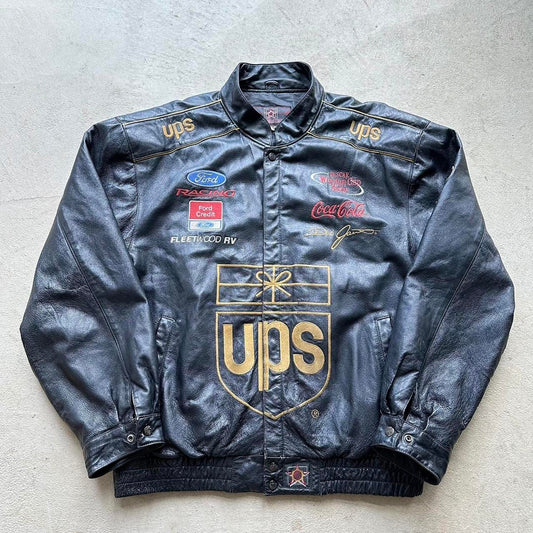 Vintage UPS Leather NASCAR Racing Jacket