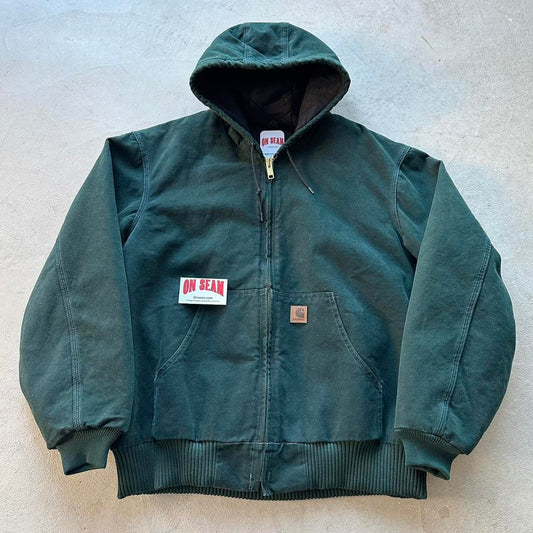 Rare Vintage Carhartt Forest Green Hooded Jacket - XL