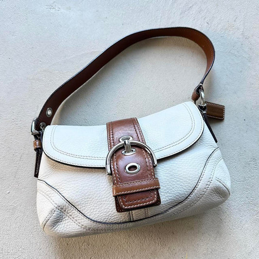 Vintage Y2K Coach White Leather Mini Soho Shoulder Bag