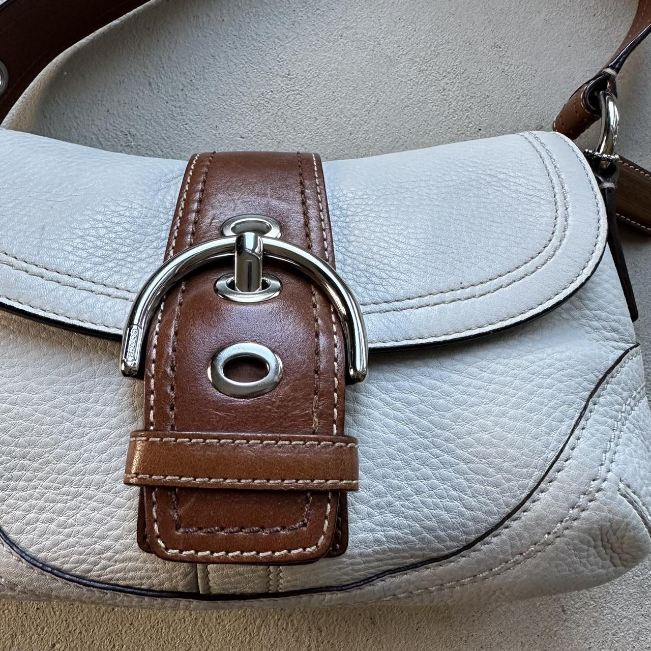 Vintage Y2K Coach White Leather Mini Soho Shoulder Bag