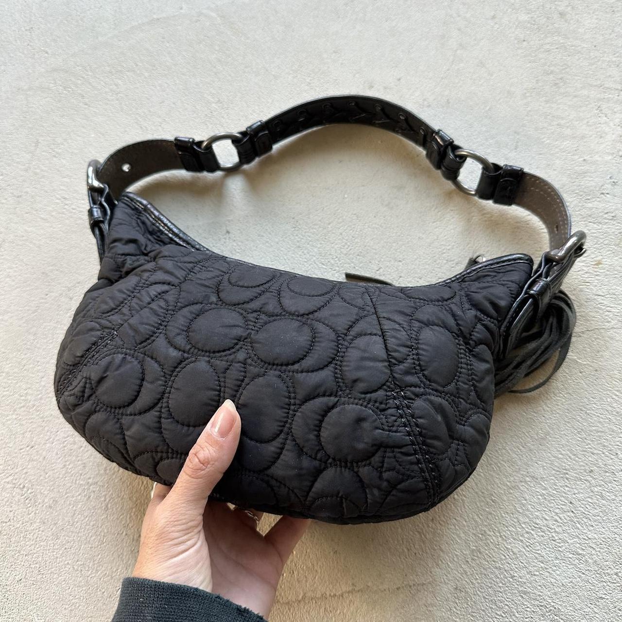 Vintage Y2K Coach Quilted Black Hobo Shoulder Bag