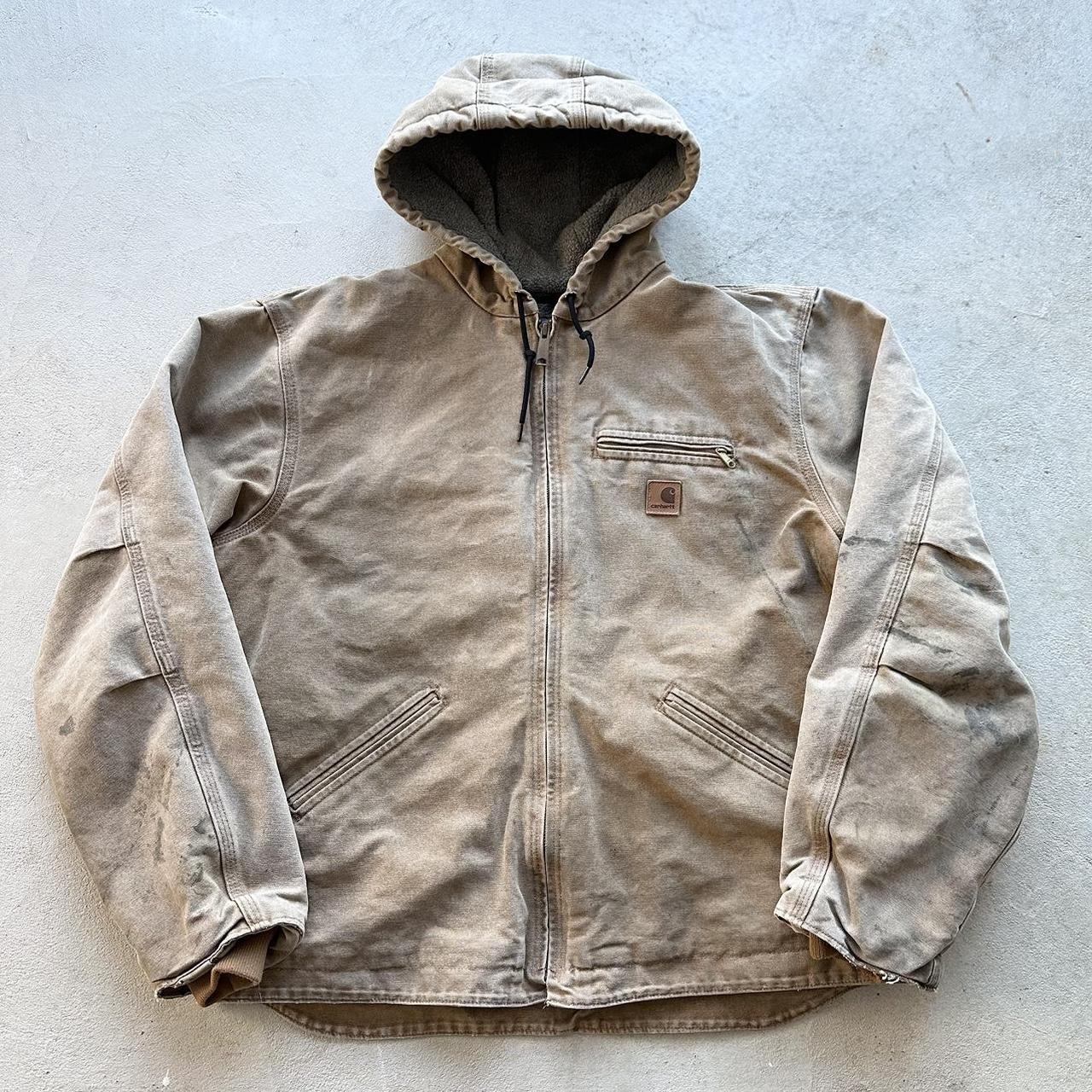 Vintage Carhartt Faded Tan Hooded Jacket - XL