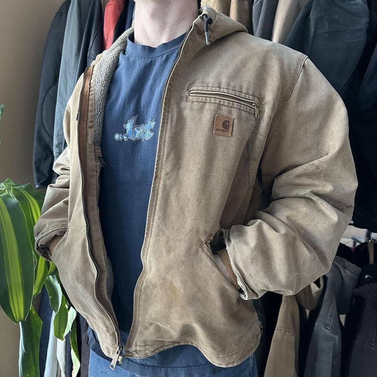 Vintage Carhartt Faded Tan Hooded Jacket - XL