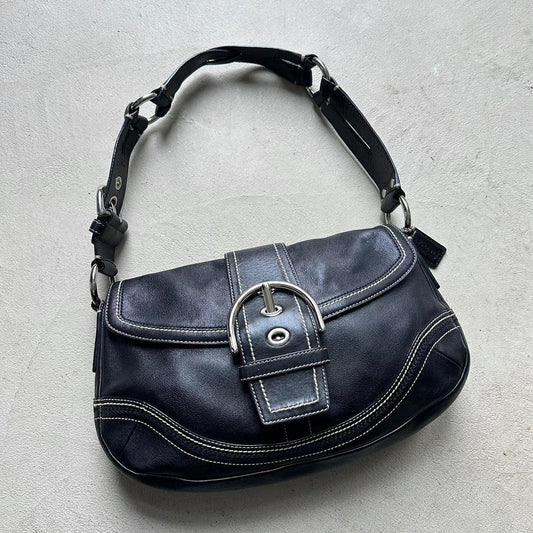 Vintage Y2K Coach Black Leather Soho Shoulder Bag