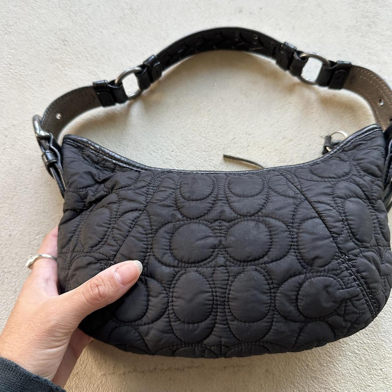 Vintage Y2K Coach Quilted Black Hobo Shoulder Bag