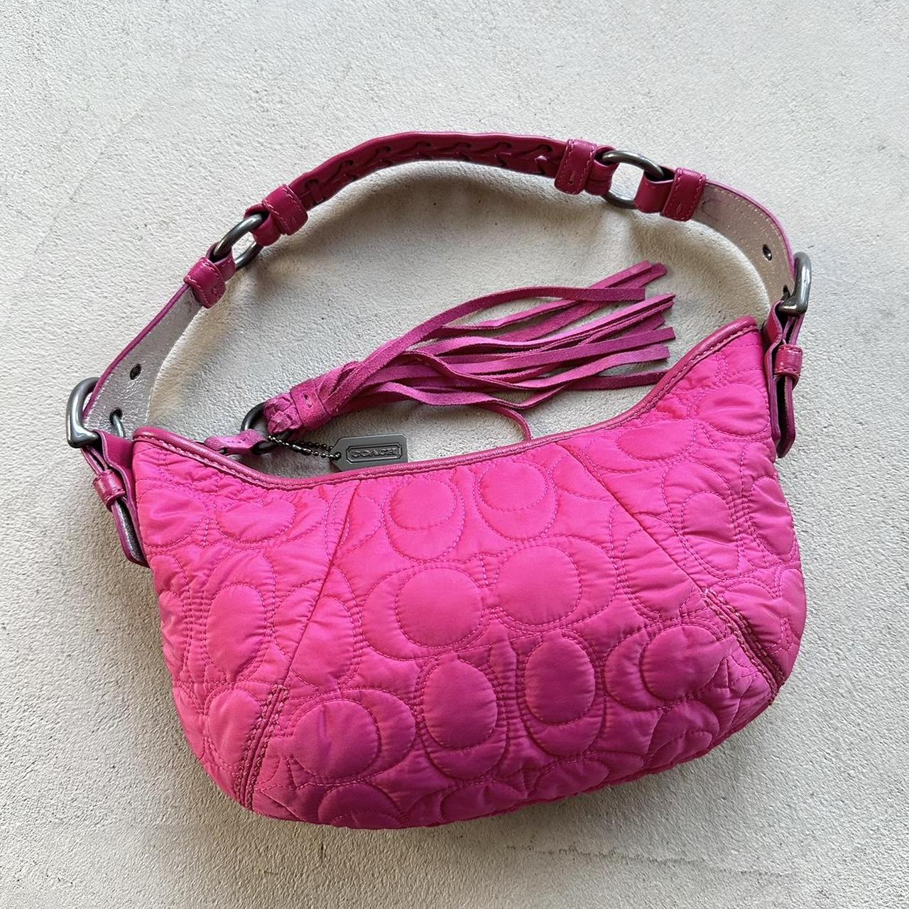 Vintage Y2K Coach Quilted Pink Hobo Shoulder Bag