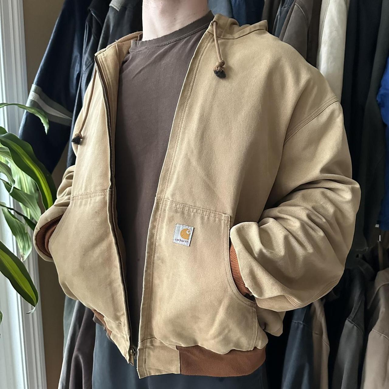 Vintage Carhartt Faded Tan Hooded Jacket - XL