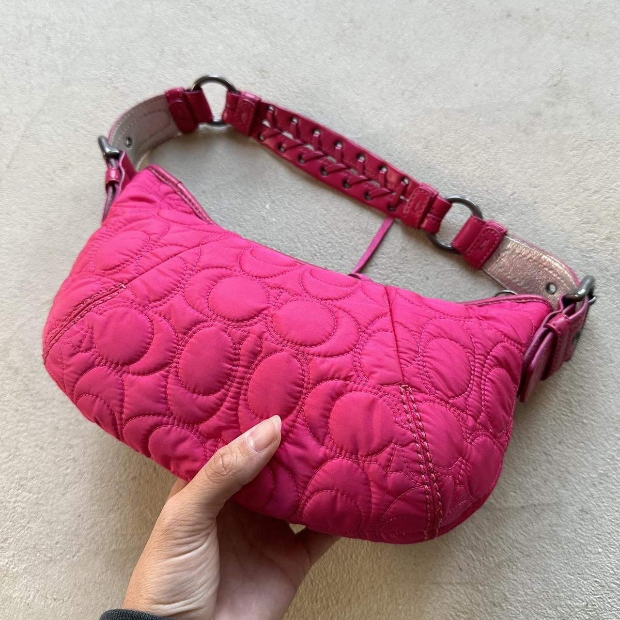 Vintage Y2K Coach Quilted Pink Hobo Shoulder Bag