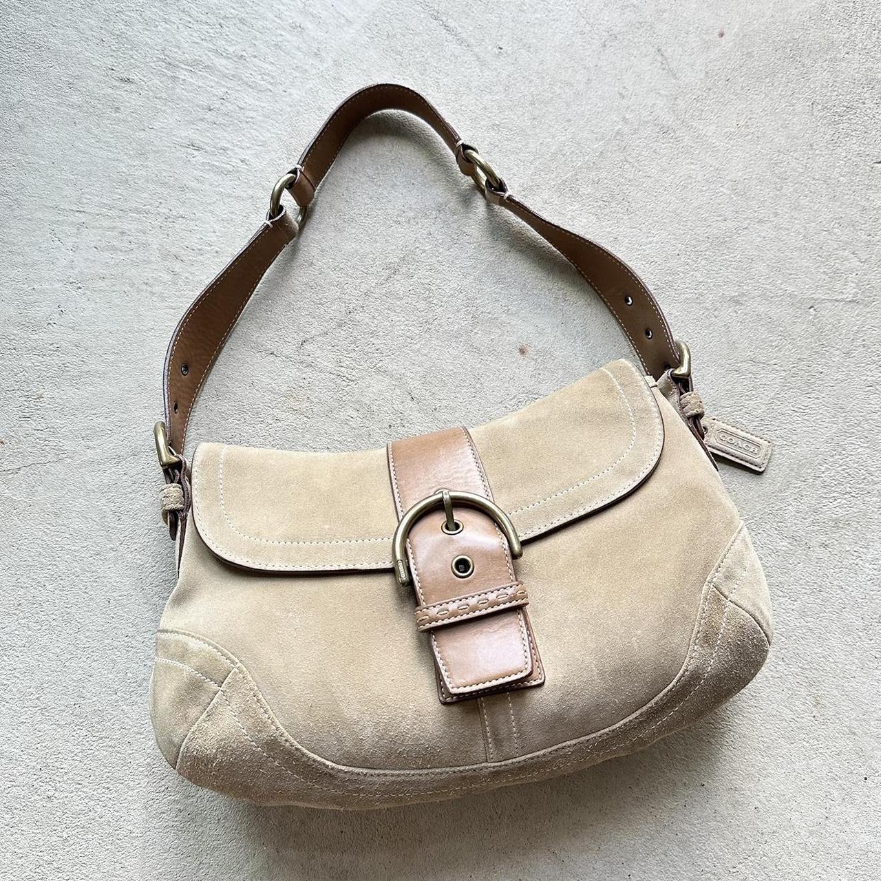 Vintage Y2K Coach Tan Suede Soho Shoulder Bag