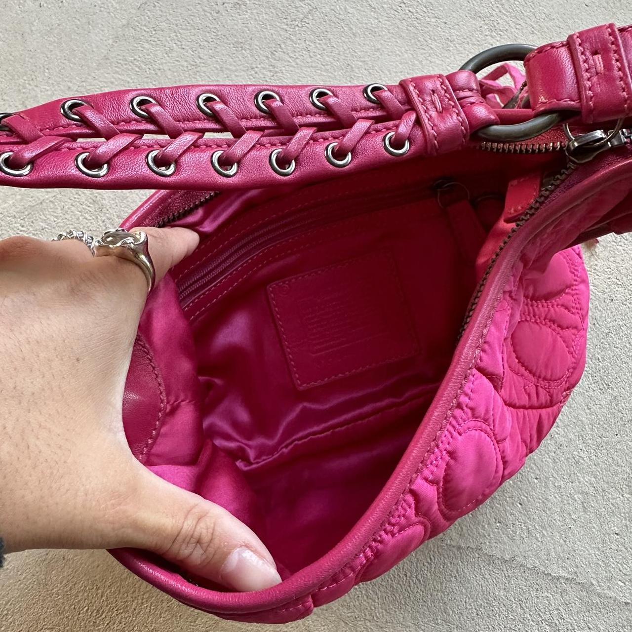 Vintage Y2K Coach Quilted Pink Hobo Shoulder Bag