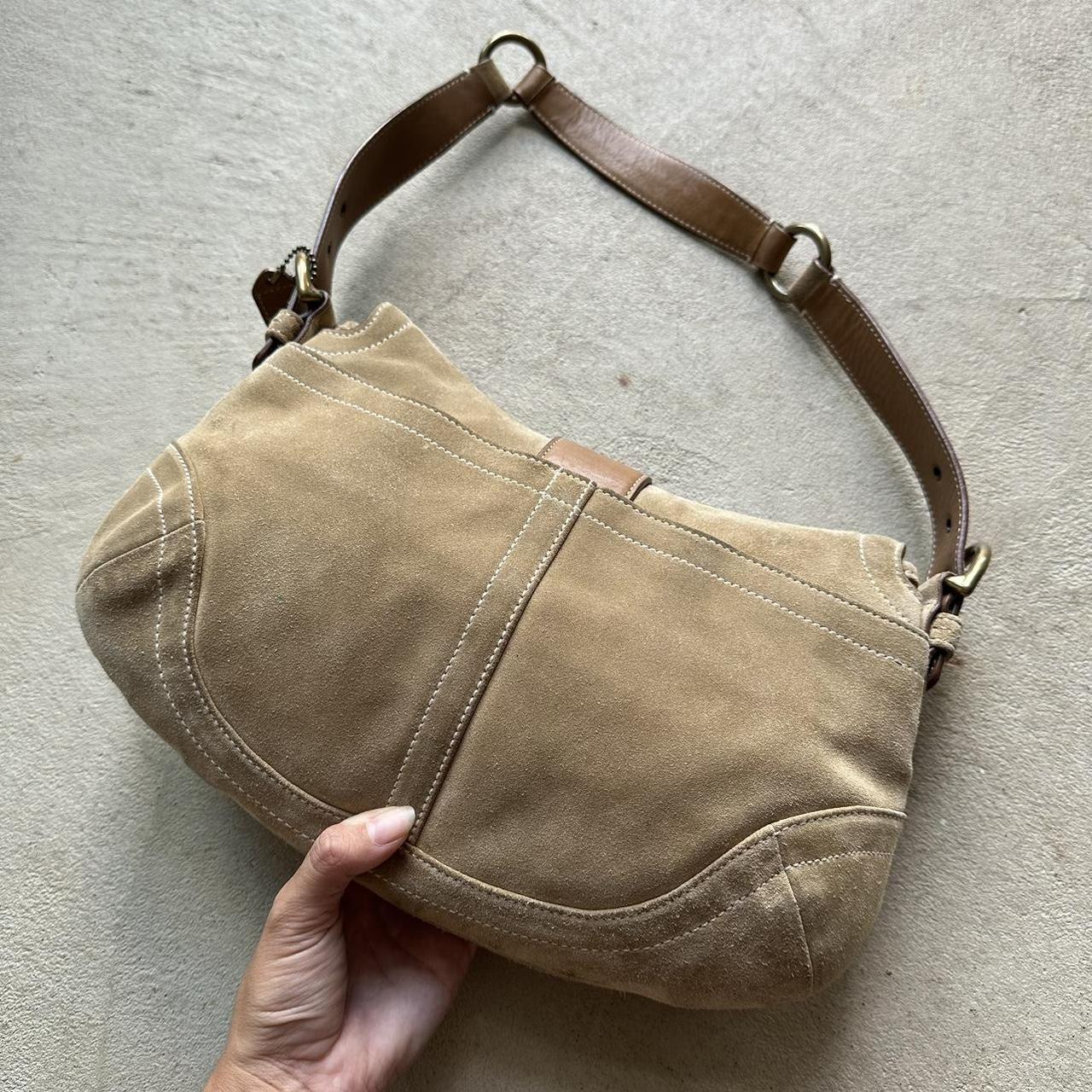 Vintage Y2K Coach Tan Suede Soho Shoulder Bag