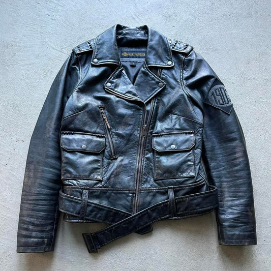 Vintage Harley Davidson Leather Motorcycle Jacket - M