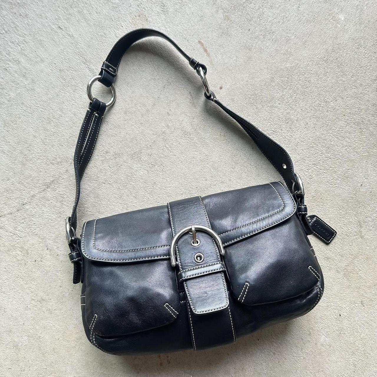 Vintage Y2K Coach Black Square Soho Leather Shoulder Bag