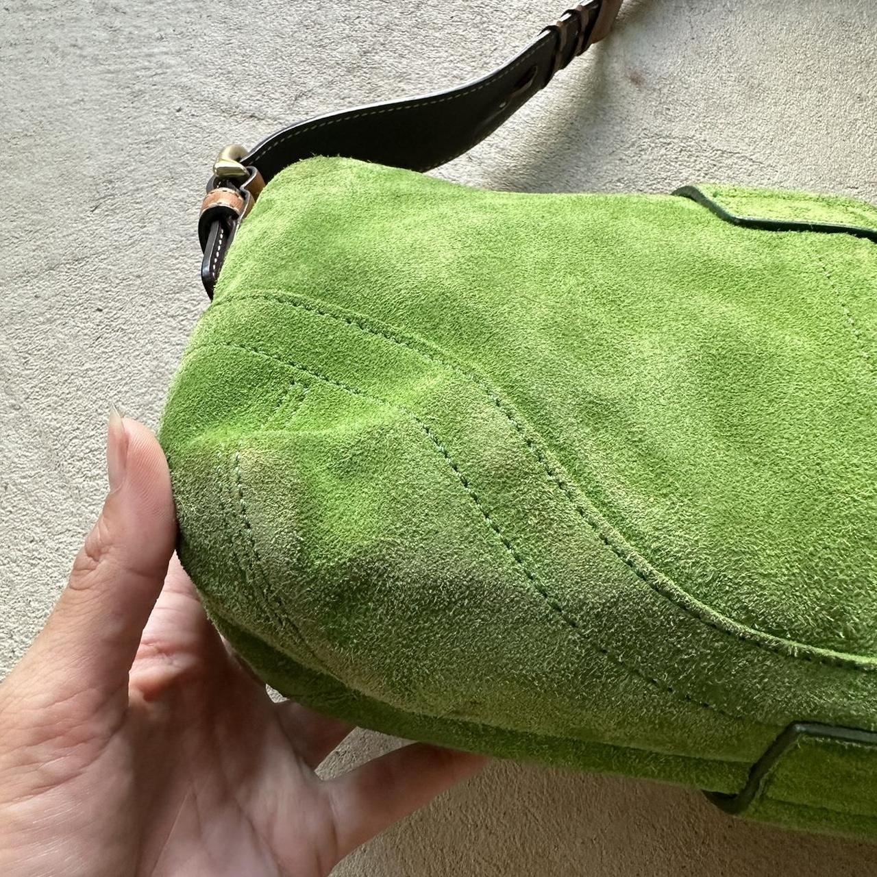 Vintage Y2K Coach Green Square Soho Suede Shoulder Bag