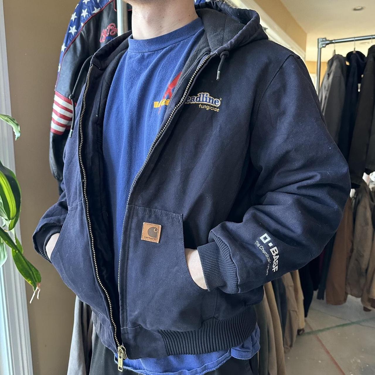 Vintage Carhartt Navy Hooded Jacket - M