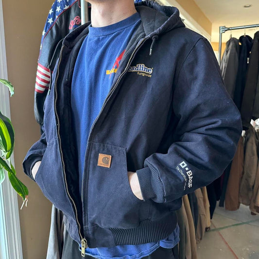 Vintage Carhartt Navy Hooded Jacket - M