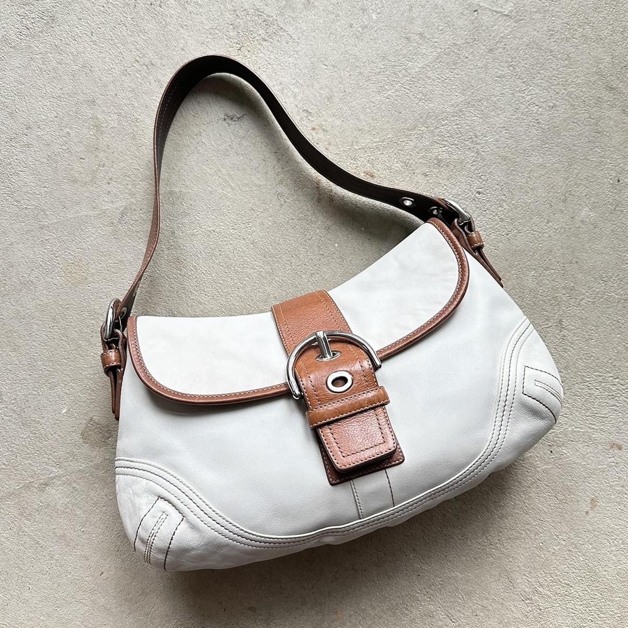 Vintage Y2K Coach White Leather Soho Shoulder Bag