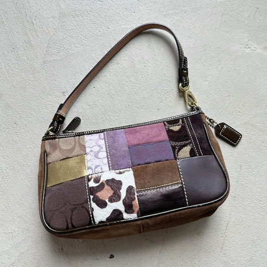 Vintage Y2K Coach Brown Demi Patchwork Shoulder Bag