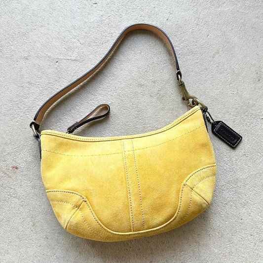 Vintage Y2K Coach Yellow Suede Mini Handbag