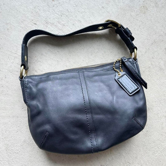 Vintage Y2K Coach Black Leather Shoulder Bag