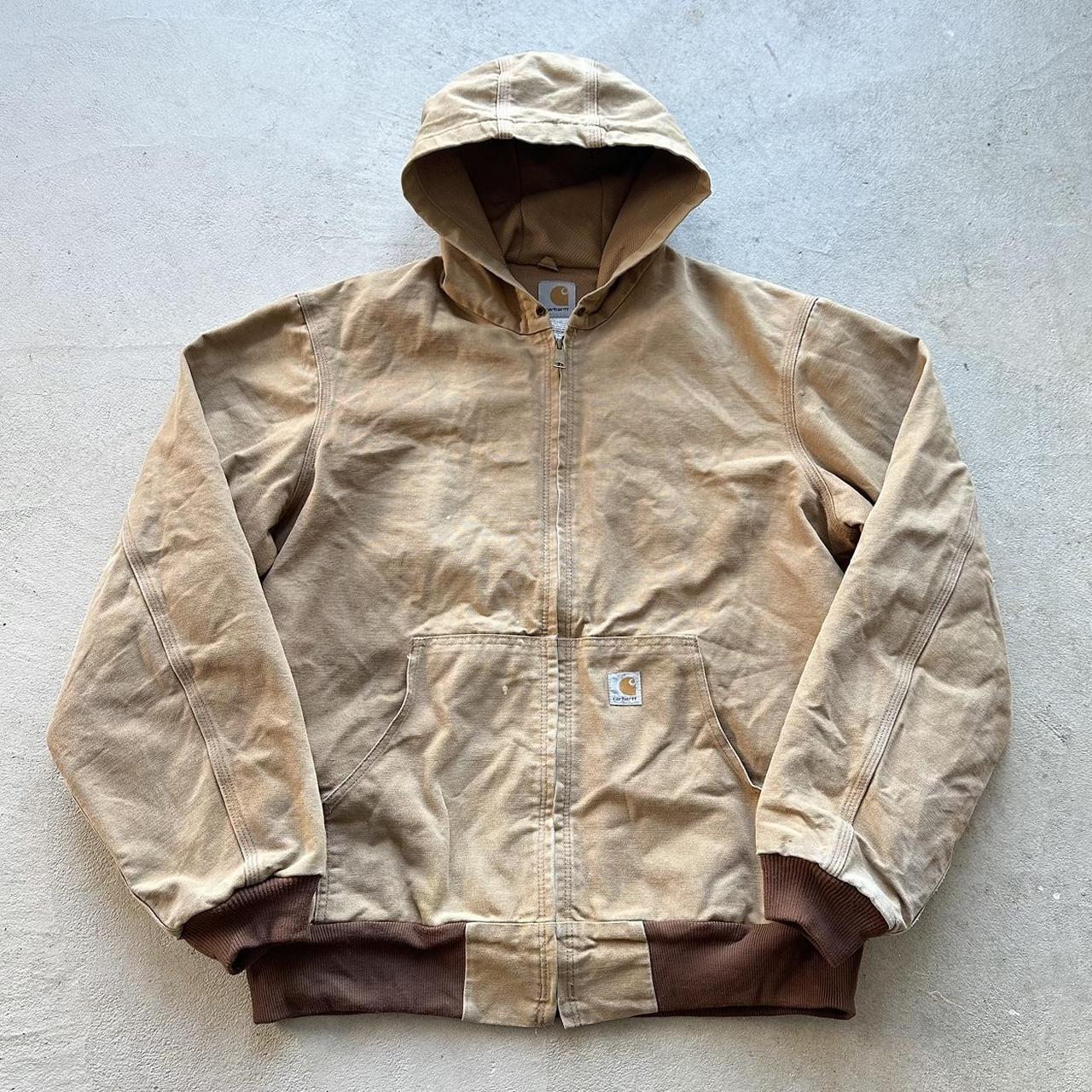 Vintage Carhartt Faded Tan Hooded Jacket - L