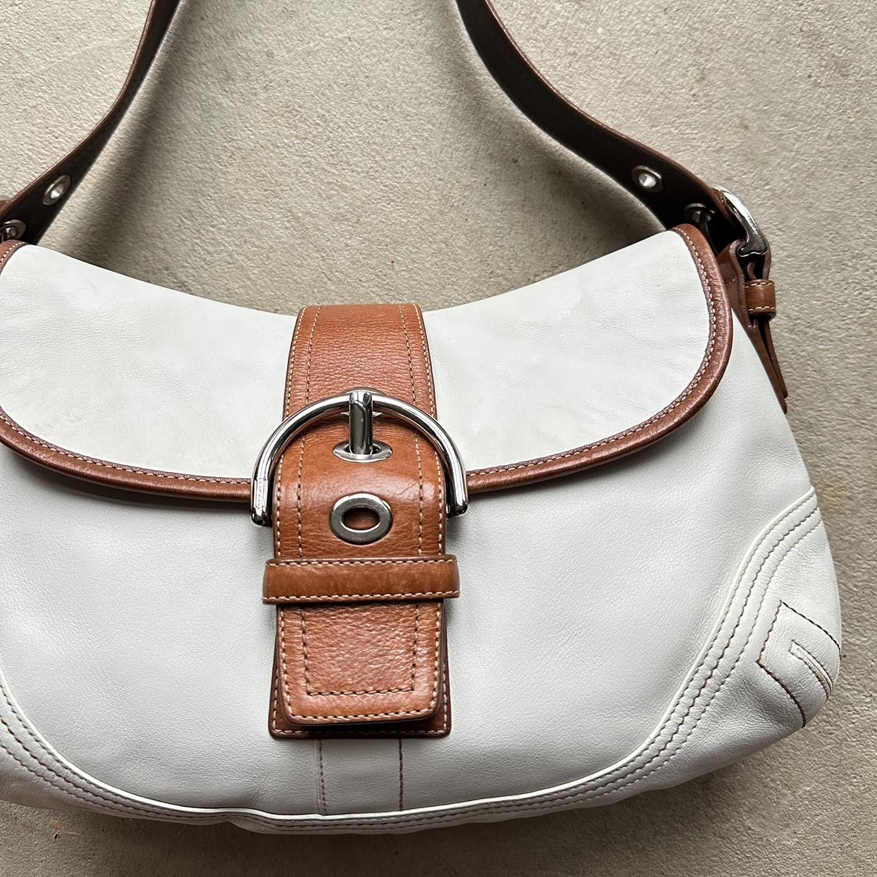 Vintage Y2K Coach White Leather Soho Shoulder Bag