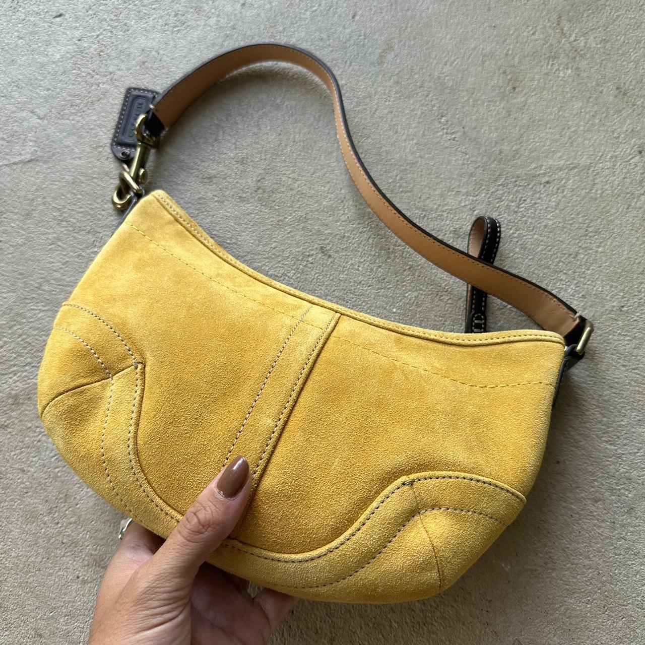 Vintage Y2K Coach Yellow Suede Mini Handbag