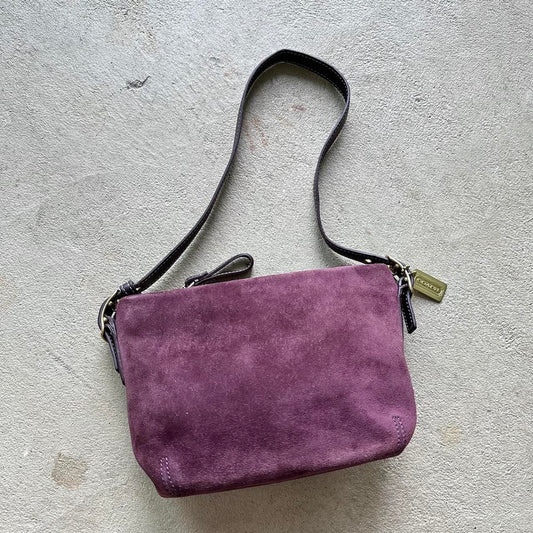 Vintage Y2K Coach Plum Suede Mini Handbag