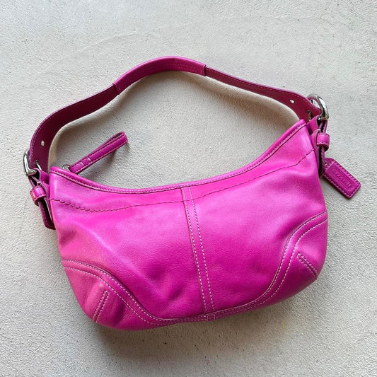 Vintage Y2K Coach Pink Leather Croissant Shoulder Bag