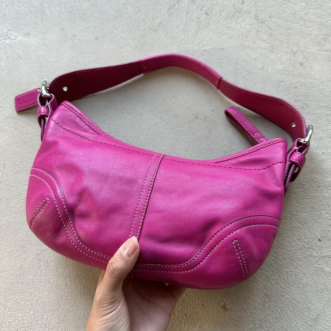 Vintage Y2K Coach Pink Leather Croissant Shoulder Bag