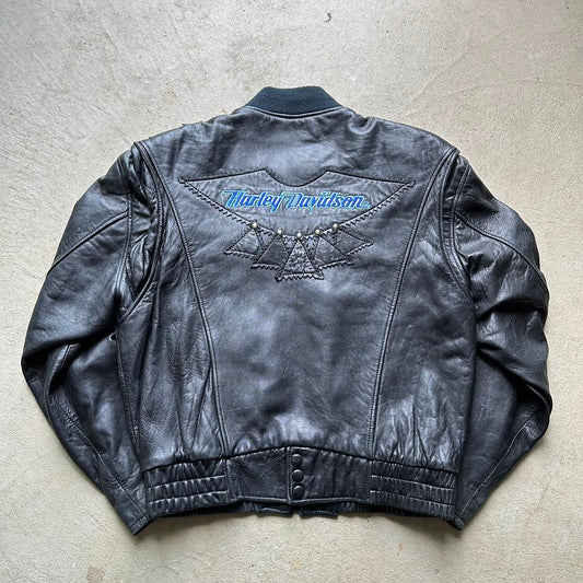 Vintage Harley Davidson Leather Bomber Jacket - L