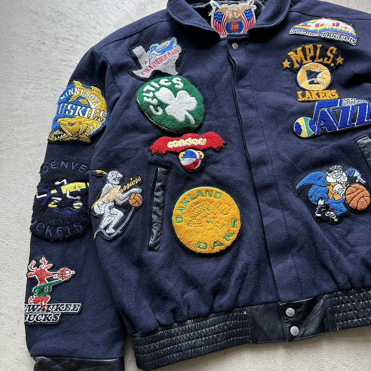 Rare Vintage 90s Jeff Hamilton NBA Classic All Patch Rare Retro Jacket - XXL