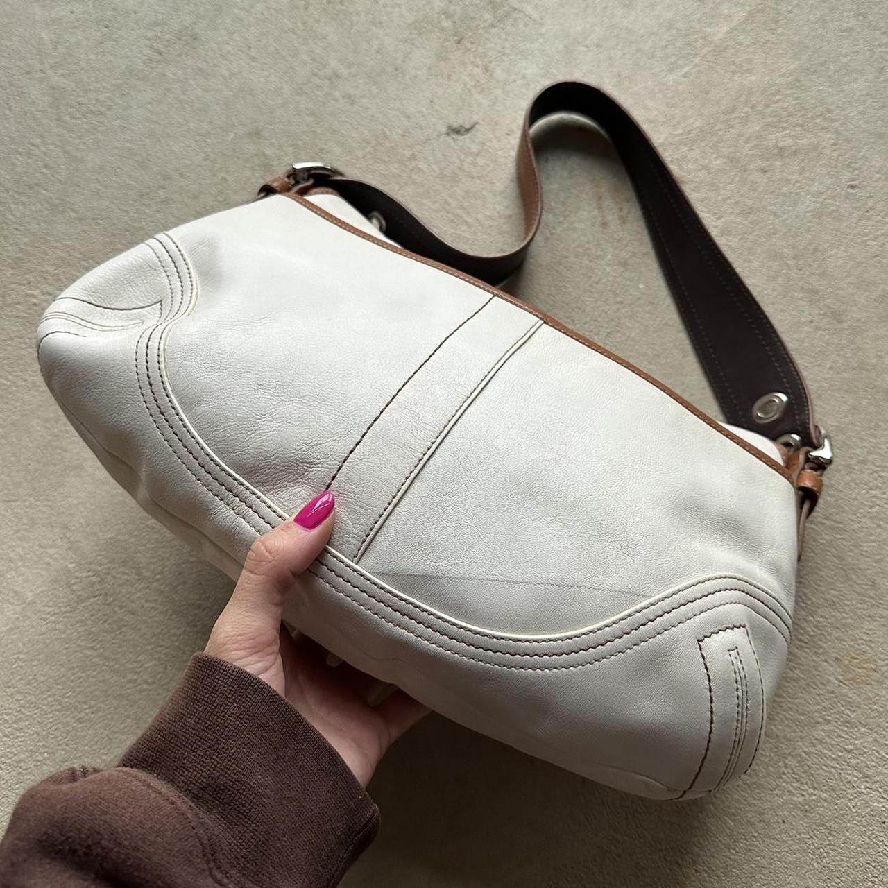 Vintage Y2K Coach White Leather Soho Shoulder Bag