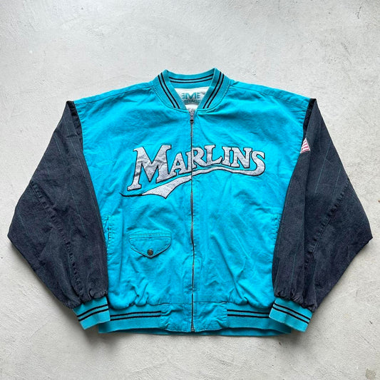 Vintage Florida Marlins Mirage Reversible Bomber Jacket - L