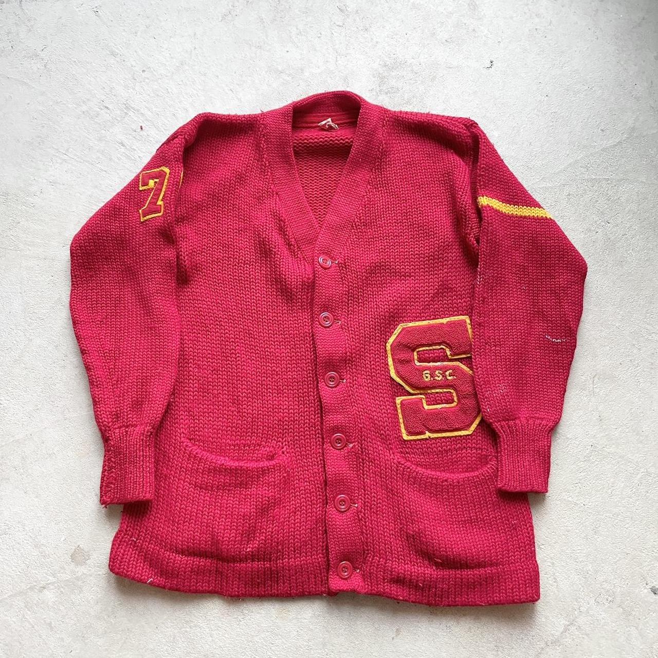 Vintage 70’s Red Letterman Sweater